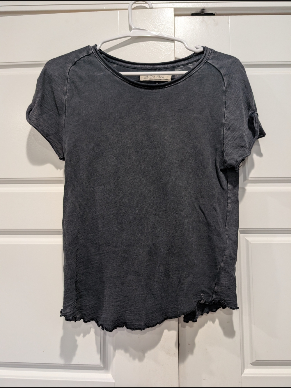 We The Free Faded Black Raw Edge Tee Size Medium